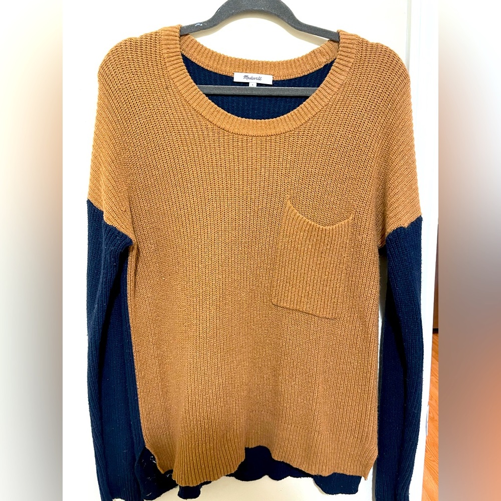 Madewell blue and gold sweater